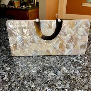 Vintage Off White and Cream Rectangular Mother of Pearl Purse